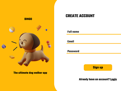 Dingo Create Account Page branding landing page login login page ui