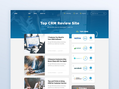 CRM Review Site blog business corporate crm landing managers rating review site ui design web design website