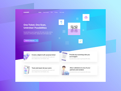 Scandoit attraction bright customer figma home icons modern partner qr scan site ticket ui ux vendor webdesign website