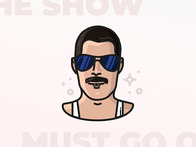 Freddie 💜 avatar cartoon character drawing face freddie freddie mercury glasses hair illustration line art male man mercury outline person queen star vector