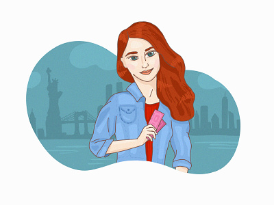 Girl from NYC art character city citysightseeing drawing girl girl character graphic illustration new york nyc sightseeing ticket tickets travel trip