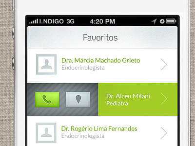 Doctor's name list arrow contact icon iphone lists location profiles ui