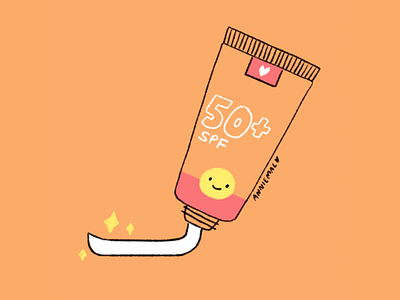 Sunscreen cute digital illustration doodle happy kawaii skincare summer sun sunscreen vacation