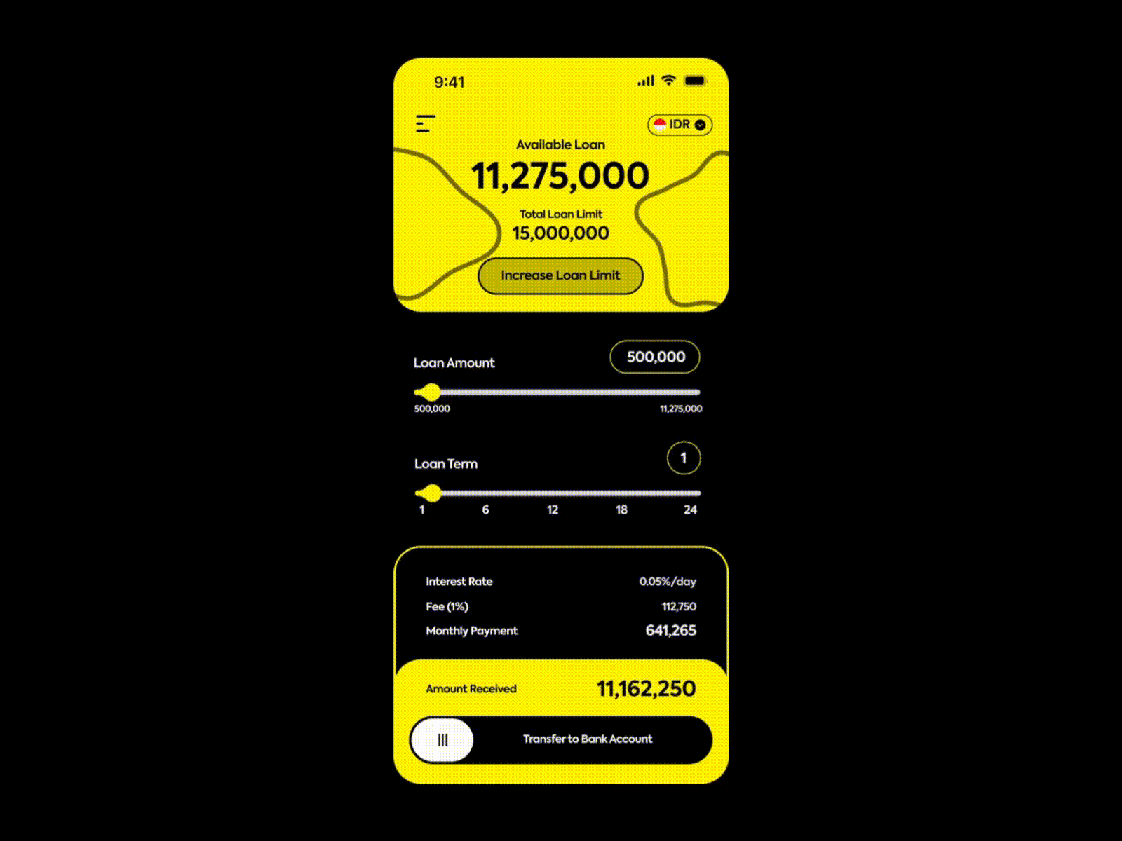 NYILIH | Loan Calculator - DailyUI Challenge Day 003 app dailyui design finance flatui loan mobile slider ui ux