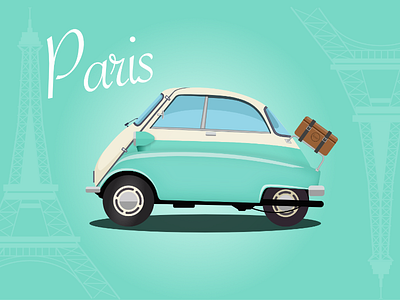 Isetta 2d car illustration toon vector