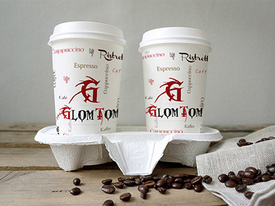 Coffee cup design - Glom Tom branding design illustrator photoshop