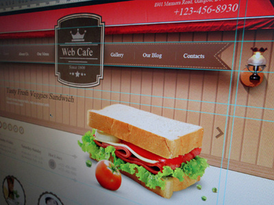 Restaurant Concept design flat food form graphics header icons interface navigation responsive restaurant sandwich slider sweets template wood
