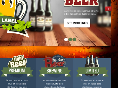 Brewery/Pub Landing beers brewery forms graphics header illustrations landing main page mockups pub ribbons slider web design