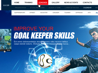 Sports Landing Concept navigation soccer sports webdesign