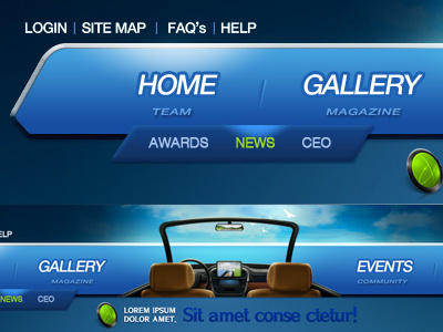 Custom Web Car Navigation cars drop down menu graphics list navigation template web menu