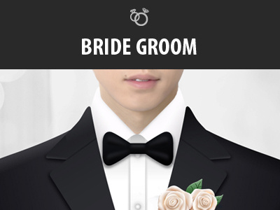 Bride Groom Design bow tie branding flower logo photo manipulation ring tuxedo web design wedding