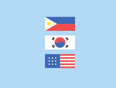 Flag Style flags philippines south korea usa