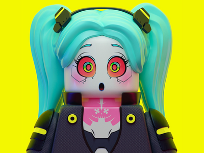 WoW Rebecca 3d artist 3d illustration 3dart blender render characterdesign cute art cyberpunk cyberpunk fanart kawaii3d lego custom modeling 3d netflix rebecca edgerunners yellow