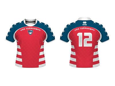 USA Tomahawks RLWC 2013 Alternate Jersey blue flag jersey red rugby league united states white world cup