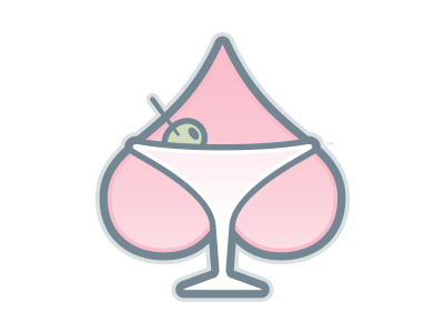 Las Vegas Night Out Icon butt drinks gambling gray identity logo martini olive pink thong toothpick vegas