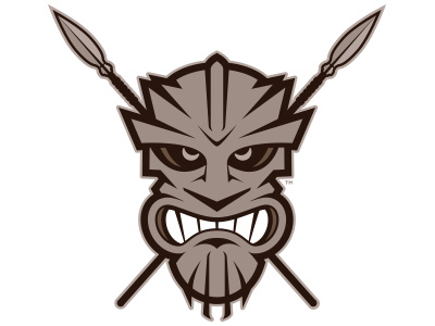 Warrior Mask Alternate angry gray haka identity logo maori mask rugby spears teeth warrior