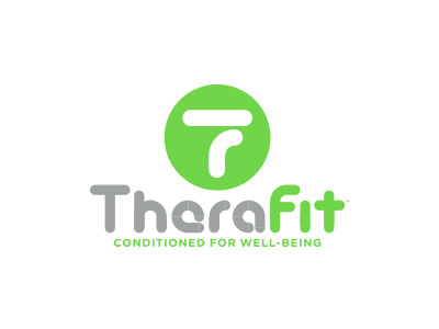 TheraFit circle f fitness gray green icon logo t wellness