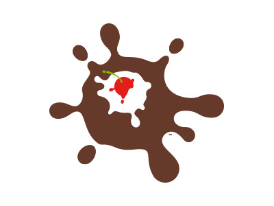 Italian Restaurant Dessert Icon cherry chocolate cream fun icon italian logo mark splat