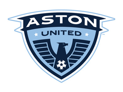 Aston United - Primary Logo blue branding crest eagle identity logo shield soccer star