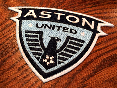 Aston United - Primary Logo Stitch-out branding crest eagle embroidery identity logo mark patch shield soccer star stitch