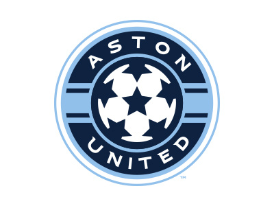 Aston United - Alternate Logo ball blue branding identity logo roundel shield soccer star