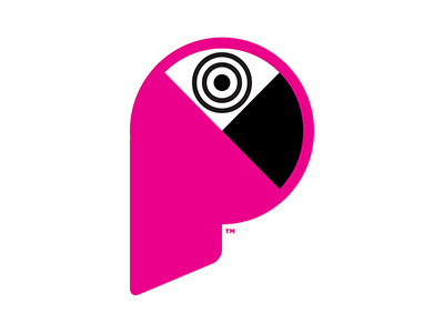 P is for Parrot beak black circles concentric eye p parrot pink simple