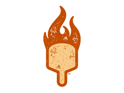 Cutting Room Floor - Pizza Logo 1a blazing distressed fire flame icon logo mark paddle peel pizza