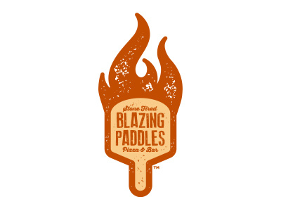 Cutting Room Floor - Pizza Logo 1b bar blazing distressed fire flame icon logo mark paddle peel pizza stone