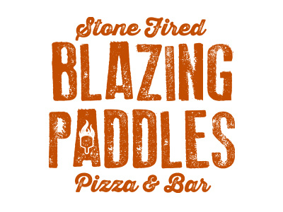 Cutting Room Floor - Pizza Logo 1c bar blazing distressed fire flame icon logo mark paddle peel pizza stone