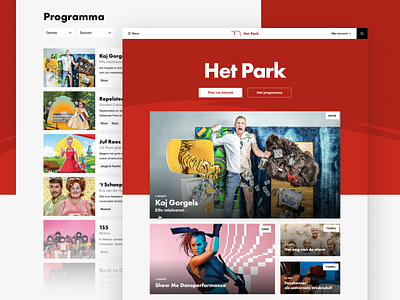 Het Park - Homepage art comedy list music page performance theatre web
