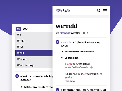 Van Dale - Reponsive dictionary interface mobile responsive translation web word