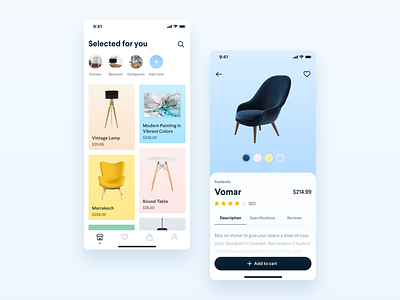 Furniture Inspiration app buy card design ecommerce furniture inspiration mobile ui
