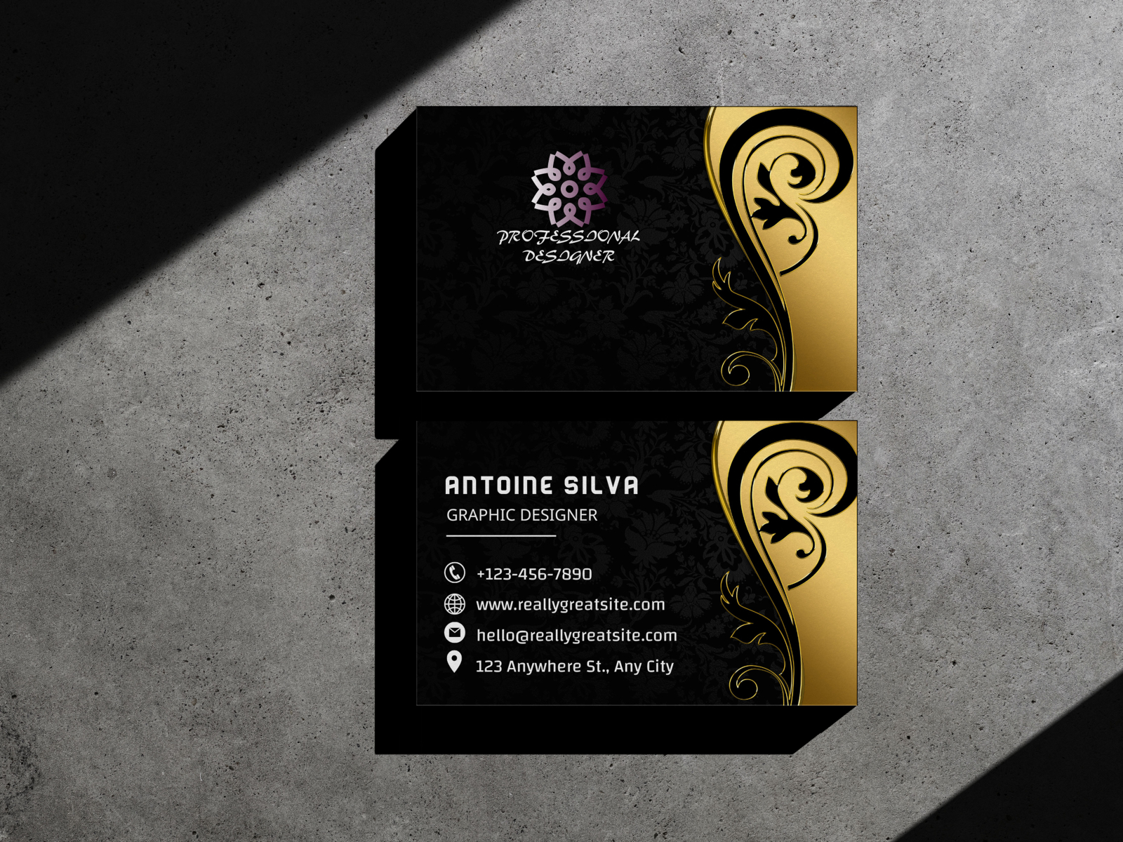 Business Card For Graphic Designer by Ahmed Abobakr on Dribbble