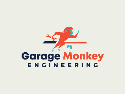Garage Monkey Logo design 3d engineering monkey garage minimal character logo design monkey logo design