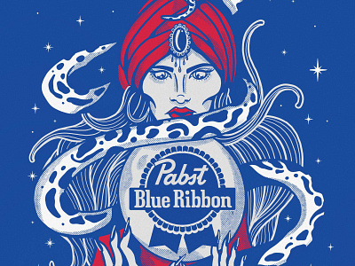 PBR - The Fortune Teller beer label branding design digital art graphic design illustration illustrator label design packaging design