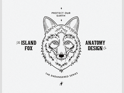 Island Fox "Endangered Series" apparel design badge illustration logo typography