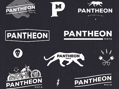 Pantheon Moto logo concepts brand branding gear logo motorcycle pattern typography vintage word mark