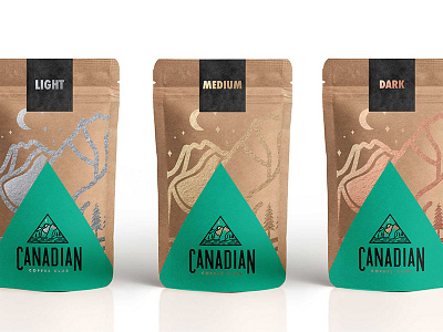 Canadian Coffee Club packaging design brand branding coffee design foil graphic logo packaging print