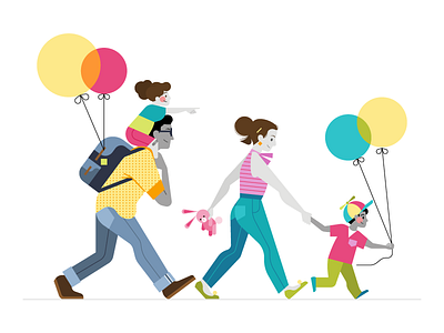 🎈 Family Parade 🎈 balloon family kids people uber vector