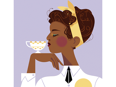 Tea character cup girl portrait profile tea teacup woman