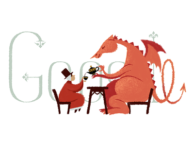 Doodle for St David doodle dragon google google doodle logo st david tea