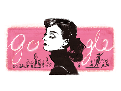 Doodle for Audrey Hepburn actor actress advocate audrey hepburn charity doodle google google doodle hepburn logo portrait woman
