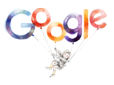 Doodle for Chihiro Iwasaki artist balloon boy child doodle google google doodle iwasaki logo painter