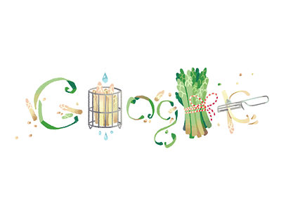 Doodle for Asparagus Day asparagus doodle google google doodle logo vegetable white gold