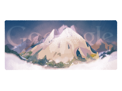 Doodle for the First Ascent of Mont Blanc climb doodle google google doodle hike logo mont blanc mountain