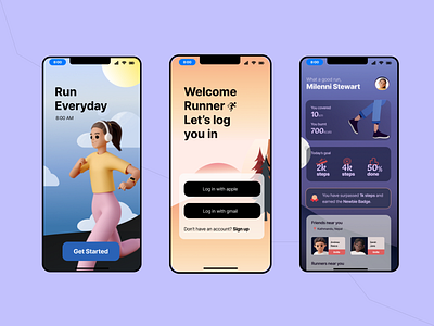 UI Design for Running App colorful design experimenting learner morning day night newbeginnings running app ui