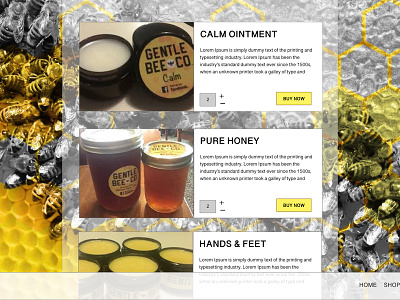 Gentle Bee Shop design development ui ux