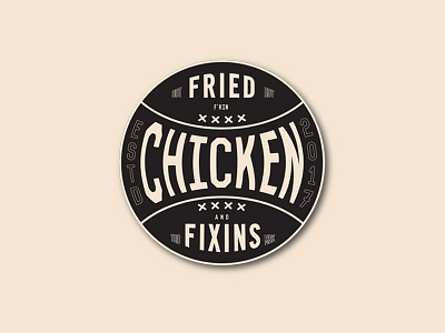 Fried Chicken n' Fixins badge batter up branding food and beverage fried chicken logo