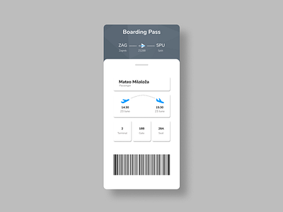 Boarding Pass - DailyUI Challenge #024 airplane dailyui design flight graphic design mobile pass ticket ui ux