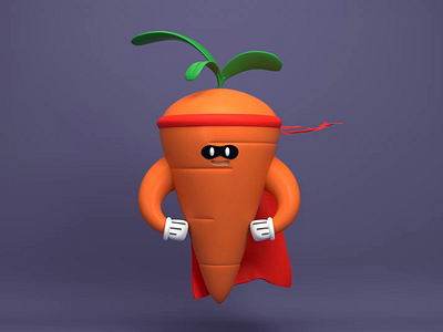 The Masked Carrot 🥕 3d 3d character animation carrot cinema4d motion design motion graphic octane super hero